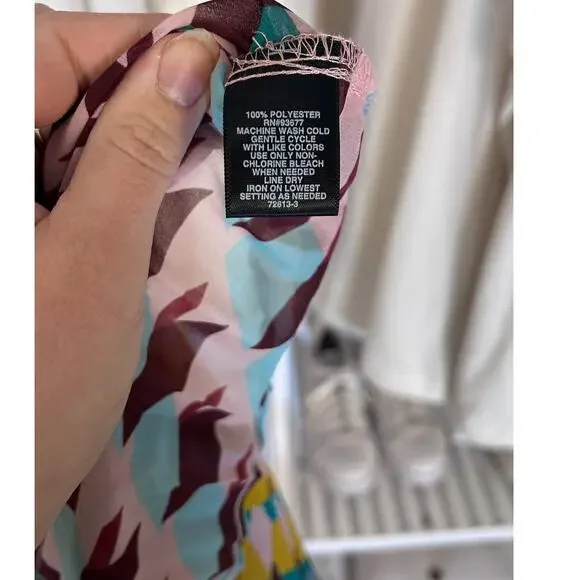 Ryegrass Women's Size XXL Multicolor Sheer Geometric Pleated Blouse #0141 - Picture 8 of 8